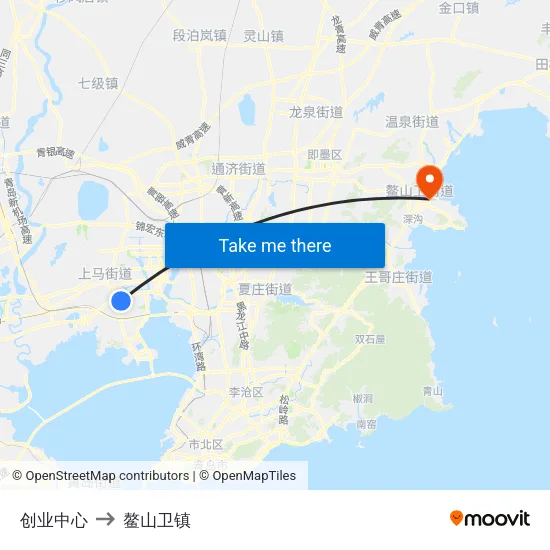 创业中心 to 鳌山卫镇 map