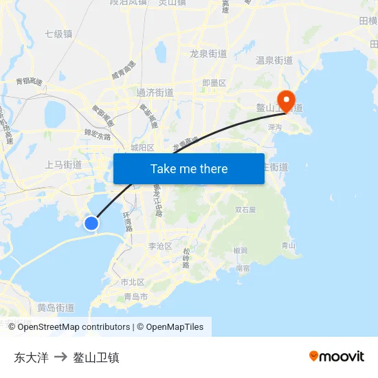 东大洋 to 鳌山卫镇 map
