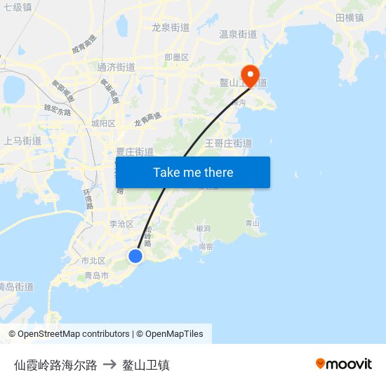 仙霞岭路海尔路 to 鳌山卫镇 map