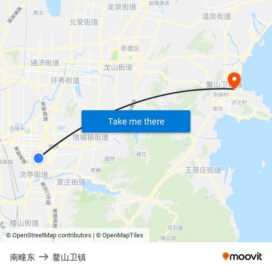 南疃东 to 鳌山卫镇 map