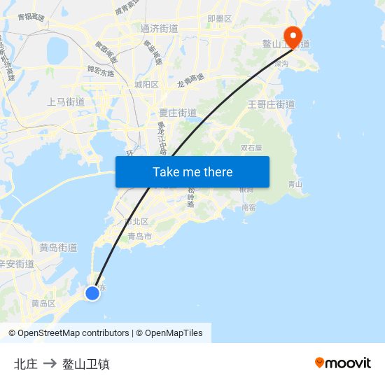 北庄 to 鳌山卫镇 map
