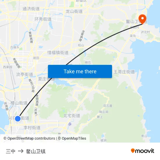 三中 to 鳌山卫镇 map
