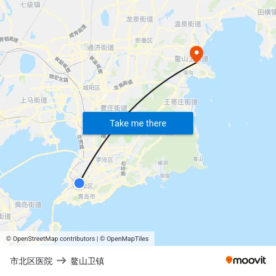市北区医院 to 鳌山卫镇 map