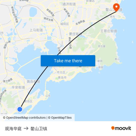 观海华庭 to 鳌山卫镇 map