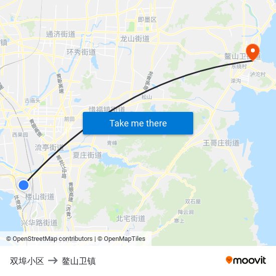 双埠小区 to 鳌山卫镇 map