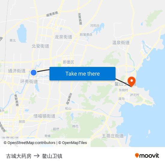 古城大药房 to 鳌山卫镇 map