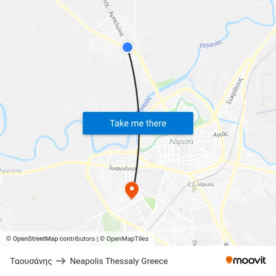 Ταουσάνης to Neapolis Thessaly Greece map