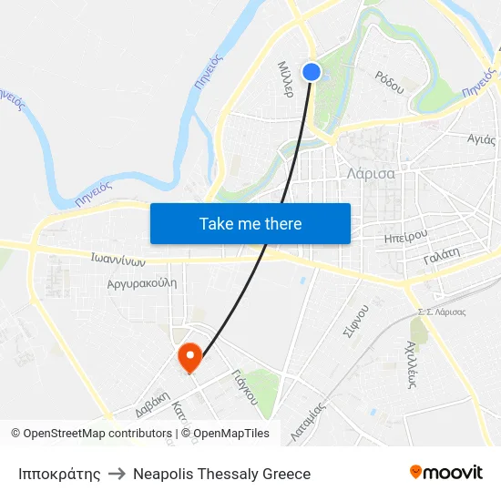 Ιπποκράτης to Neapolis Thessaly Greece map