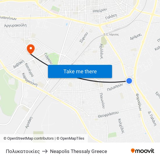 Πολυκατοικίες to Neapolis Thessaly Greece map