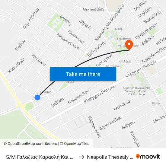 Galaxias Supermarket - Karaoli and Dimitriou to Neapolis Thessaly Greece map