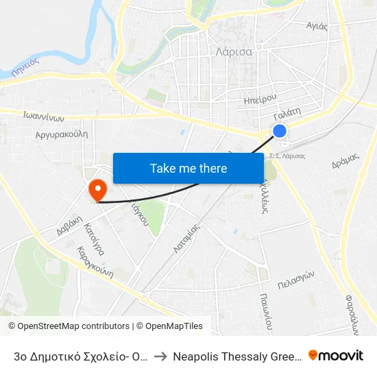 3rd Primary School - OSE to Neapolis Thessaly Greece map