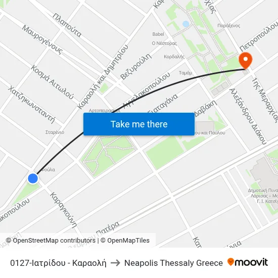 0127-Iatridou - Karaoli to Neapolis Thessaly Greece map