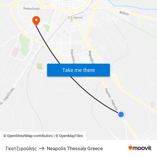 Γκατζιρούλης to Neapolis Thessaly Greece map