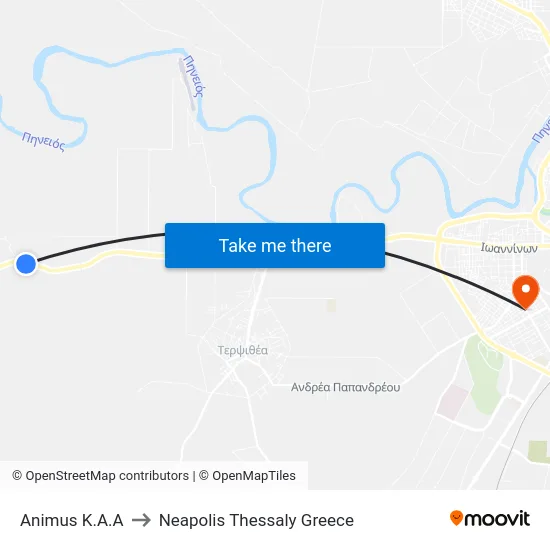 Animus K.A.A to Neapolis Thessaly Greece map