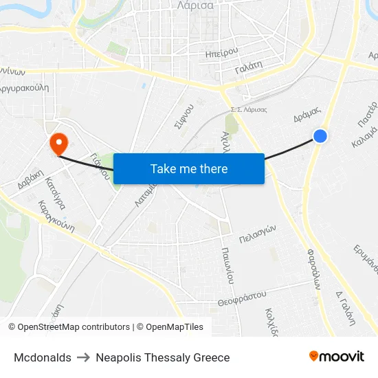 McDonald's to Neapolis Thessaly Greece map