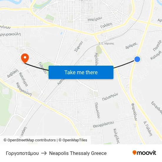 Gorgopoatamou Street to Neapolis Thessaly Greece map