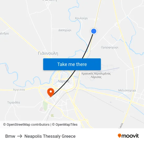 Bmw to Neapolis Thessaly Greece map