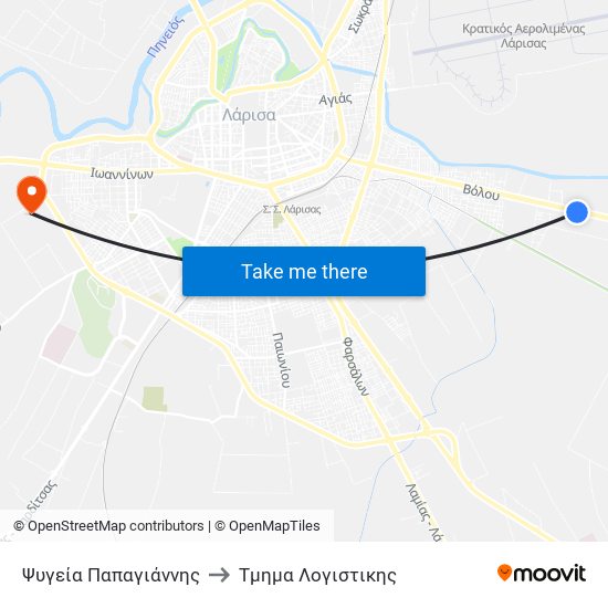 Ψυγεία Παπαγιάννης to Τμημα Λογιστικης map