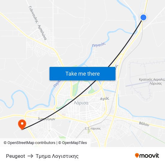 Peugeot to Τμημα Λογιστικης map