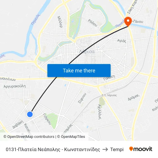 0131-Πλατεία Νεάπολης - Κωνσταντινίδης to Tempi map