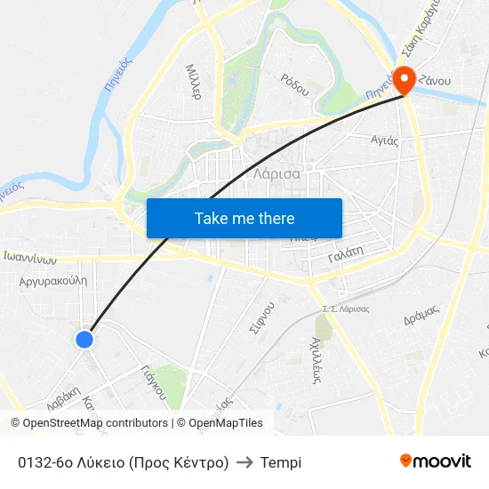 0132-6ο Λύκειο (Προς Κέντρο) to Tempi map