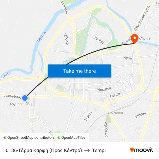 0136-Τέρμα Καρφή (Προς Κέντρο) to Tempi map