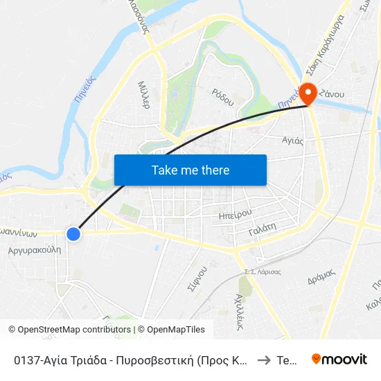 0137-Αγία Τριάδα - Πυροσβεστική (Προς Κέντρο) to Tempi map