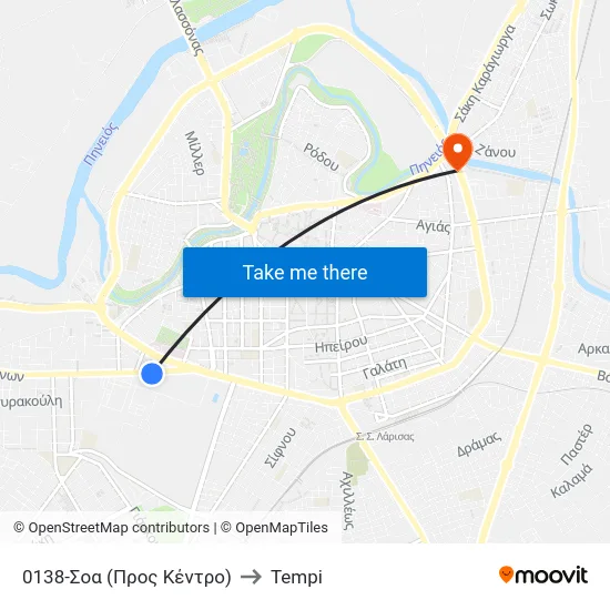 0138-Σοα (Προς Κέντρο) to Tempi map