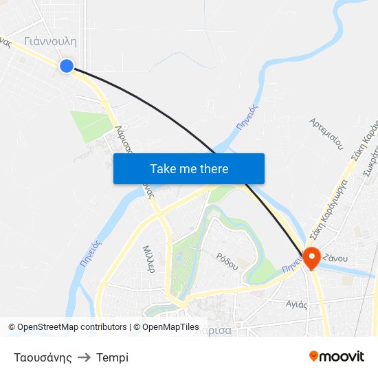 Ταουσάνης to Tempi map