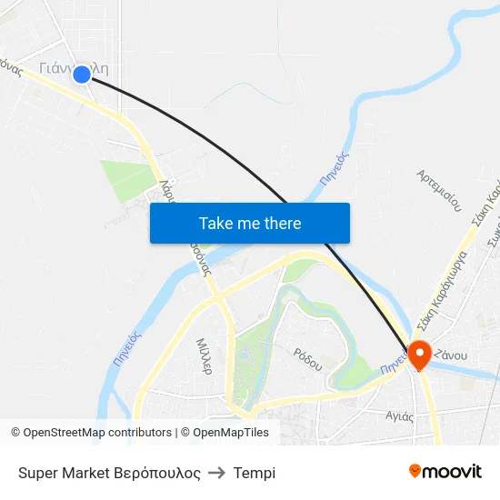 Super Market Βερόπουλος to Tempi map