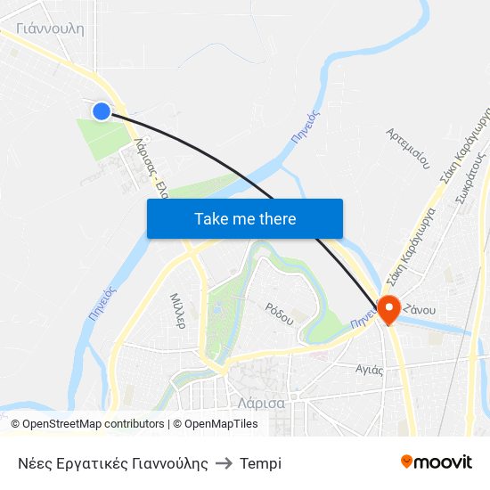 Νέες Εργατικές Γιαννούλης to Tempi map