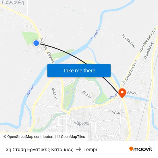 3η Σταση Εργατικες Κατοικιες to Tempi map