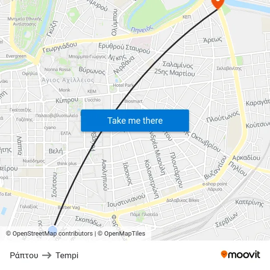 Ράπτου to Tempi map