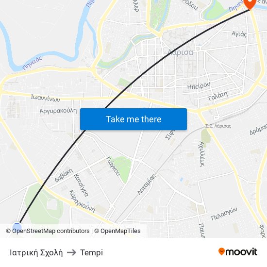 Ιατρική Σχολή to Tempi map
