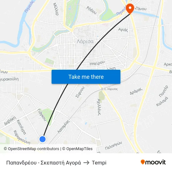 Παπανδρέου - Σκεπαστή Αγορά to Tempi map