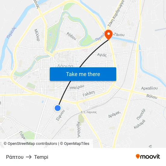 Ράπτου to Tempi map
