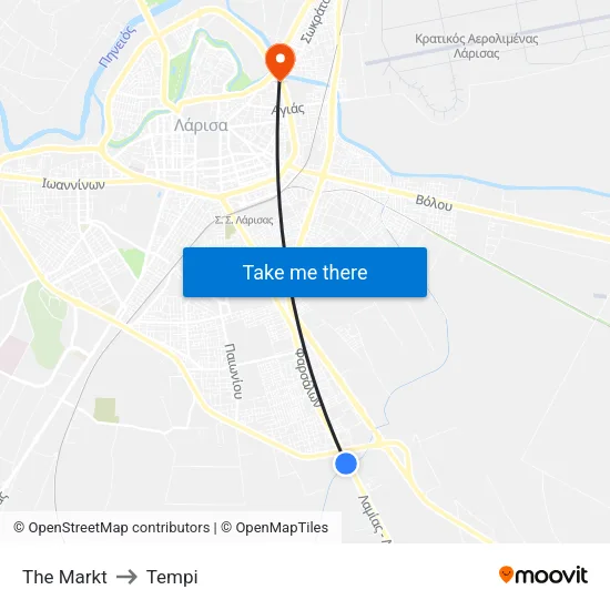 The Markt to Tempi map