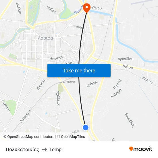 Πολυκατοικίες to Tempi map
