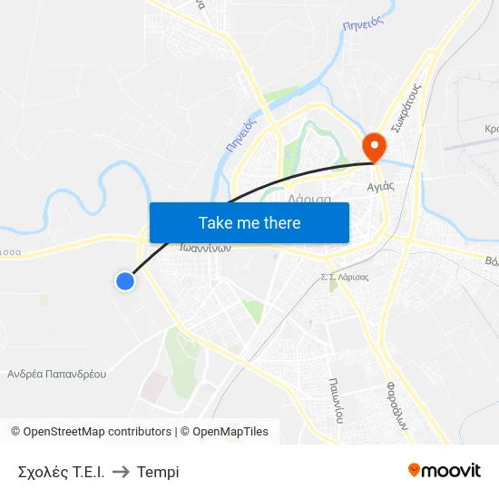 Σχολές Τ.Ε.Ι. to Tempi map