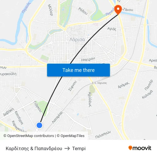 Καρδίτσης & Παπανδρέου to Tempi map