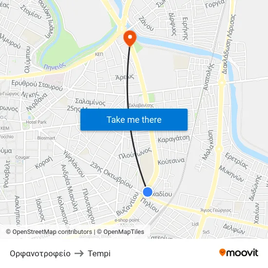 Ορφανοτροφείο to Tempi map