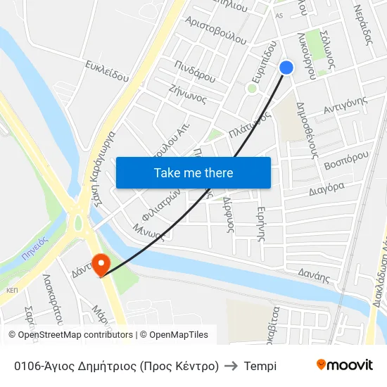 0106-Άγιος Δημήτριος (Προς Κέντρο) to Tempi map