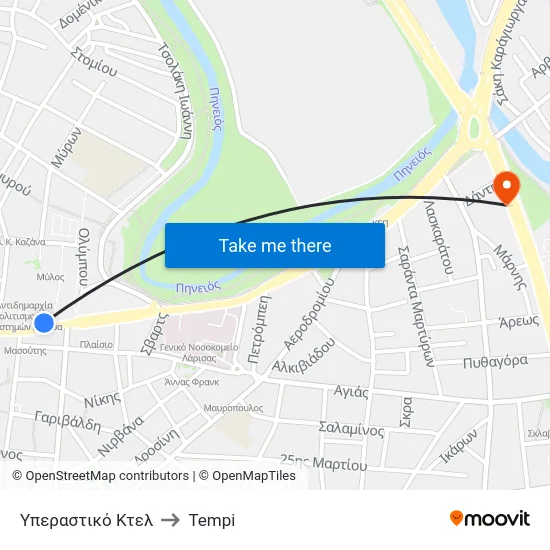 Υπεραστικό Κτελ to Tempi map