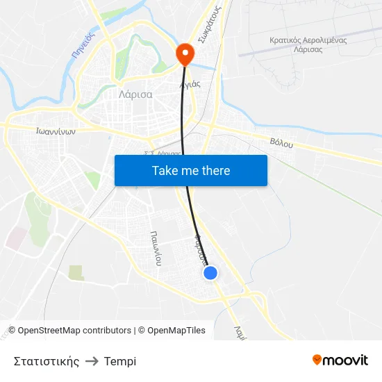 Στατιστικής to Tempi map