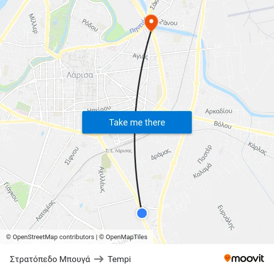 Στρατόπεδο Μπουγά to Tempi map