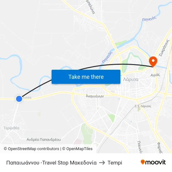Παπαιωάννου -Travel Stop Μακεδονία to Tempi map
