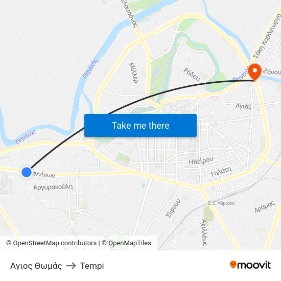 Αγιος Θωμάς to Tempi map