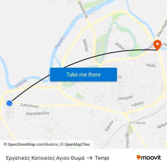 Εργατικές Κατοικίες Αγιου Θωμά to Tempi map
