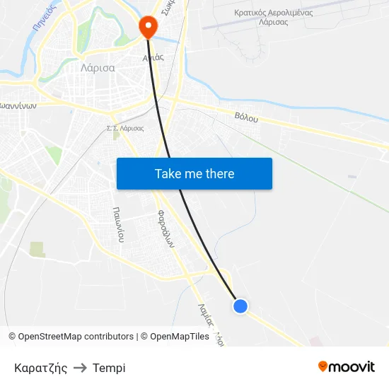 Καρατζής to Tempi map