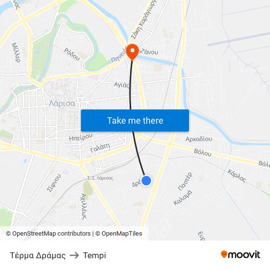 Τέρμα Δράμας to Tempi map